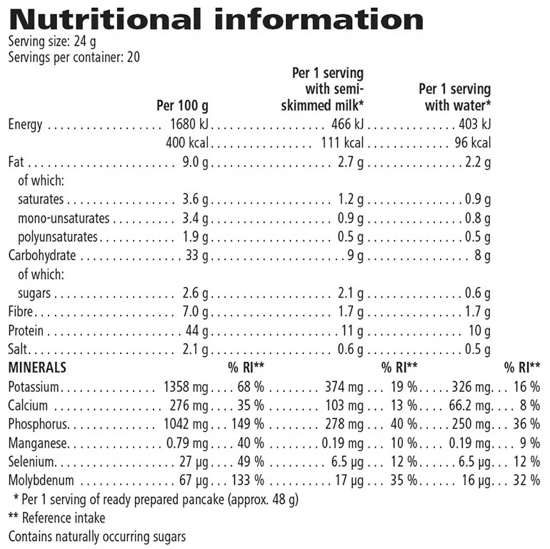 Protein Bake Mix Herbalife - składniki odżywcze